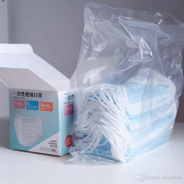 

dhl shipping disposable face masks 3-ply mouth mask 50 pcs safety masks personal health anti-dust professional filter 7339044