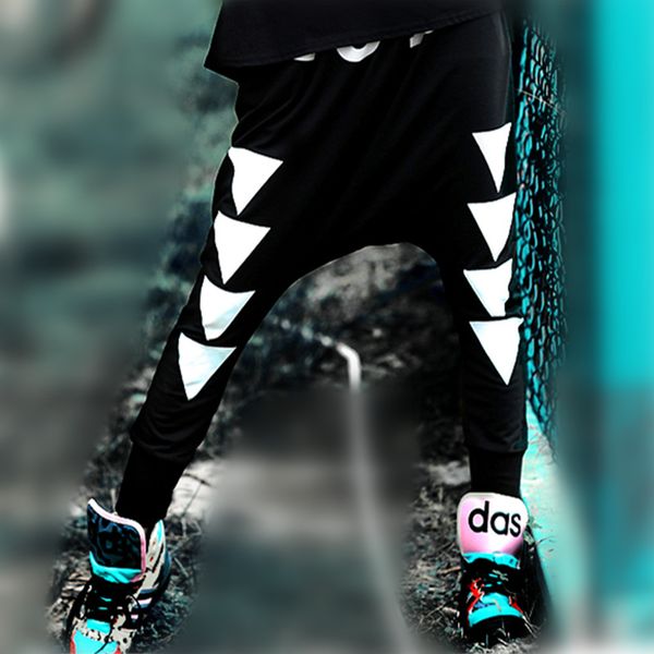 

just.be.never woman pants casual black white star printed womens harem pants summer trousers plus size hip hop style