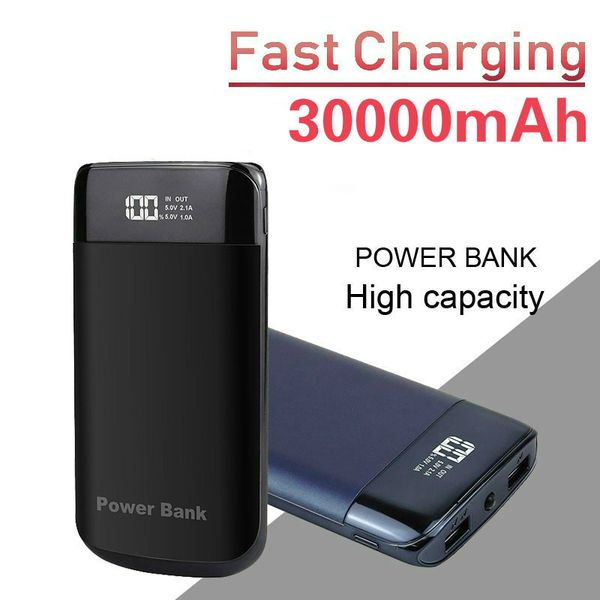 

power bank 30000mah external battery poverbank 2 usb led powerbank portable mobile phone charger for xiaomi iphone7 8 huawei