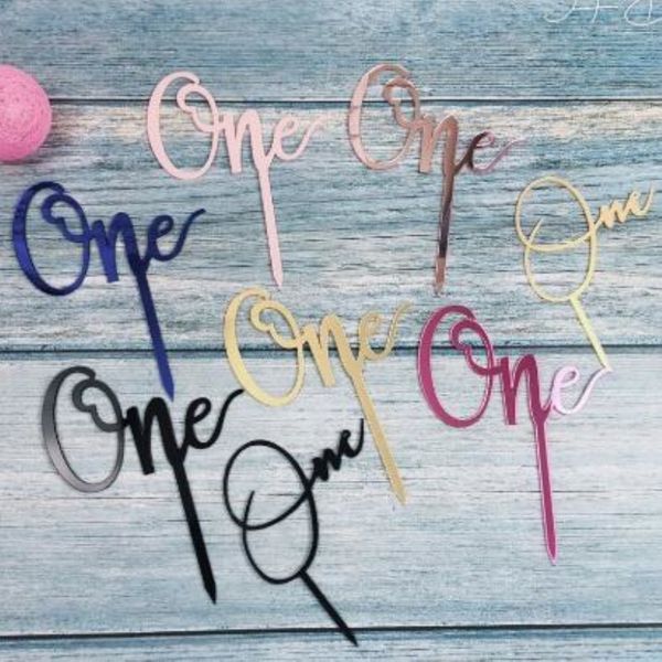 

1pc baby birthday one gold mirror cake er baby shower cake decorate rose gold cupcake flags for birthday supplies