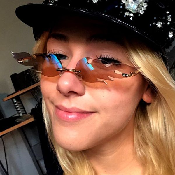 

new fashion fire flame sunglasses women men vintage metal rimless sun glasses gothic oculos feminino lentes gafas de sol mujer, White;black