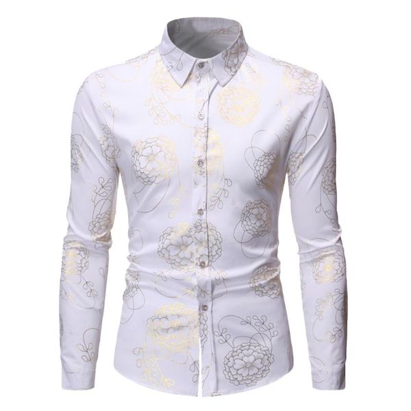 

floral bronzing men shirt luxury shiny paisley flower mens shirts fashion casual mens party shirts dance prom men camisas hombre, White;black