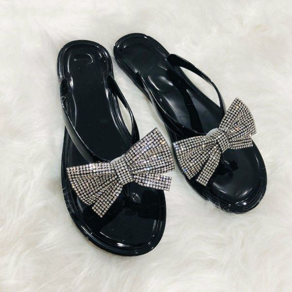 

2020 summer indoor crystal clip toe slippers ladies cotton fabric home casual slipper woman fashion female non slip shoes, Black