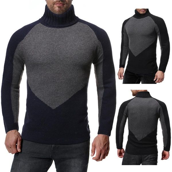 

оптовая новая мода случайный человек свитер европейский кодекс высокий воротник mens свитер черный и темно-синий цвет s-2xl размер, White;black