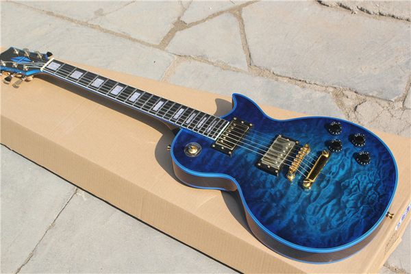 

factory custom blue electric guitar with gold hardware,rosewood fretboard,blue binding,offer customized