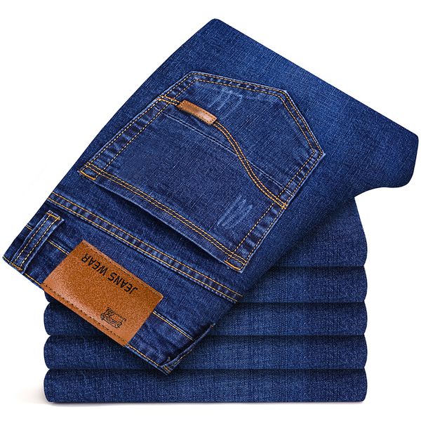 

2019 new men's black jeans business fashion classic style elastic slim trousers jeans male high quality, Blue