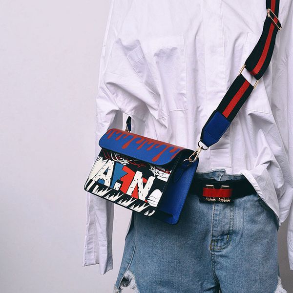 

xiniu street graffiti handbag women girl pu messenger bag mini zipper shoulder bag fashion thick strap women chic #0521
