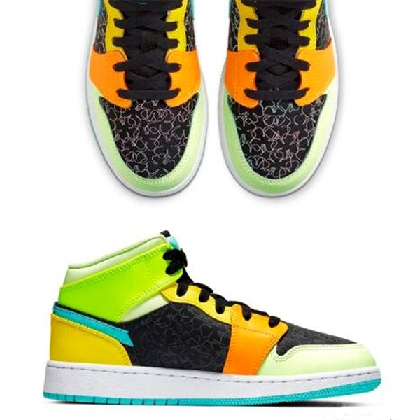 

new brand mid se basketball shoes high qulity 1s st. patricks day candy clover reflective mens trainers women designer sneakers size 36-45