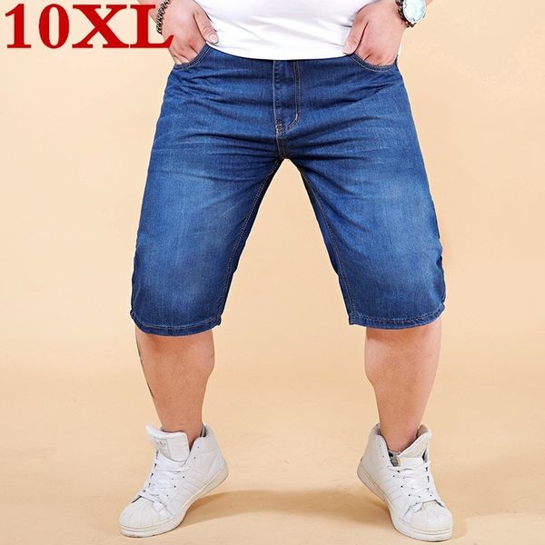 

10xl plus size men's denim shorts good quality short jeans men cotton solid straight short jeans male blue casual