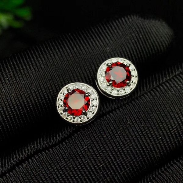 

natural red garnet gemstone earring for girls girlfriend daughter women gift 925 stelring silver fine jewelry with box, Golden;silver