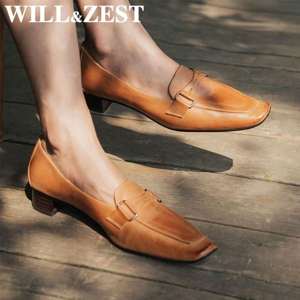 

will&zest women square loafers pumps black ballerinas geniune leather low heel dress shoes female sneakers big size