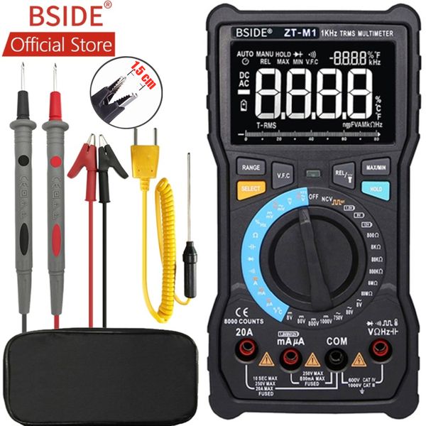 

bside zt-m1 auto/manual digital multimeter ebtn triple display 8000 counts battery test voltage vfc square wave output tester