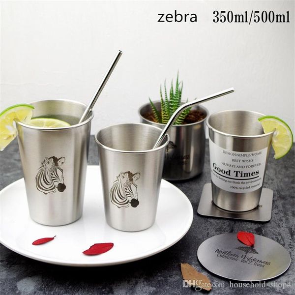

350ml 500ml stainless steel tumblers ins style toothbrush couple cup single layer beer tumbler simple industrial flamingo cold water mugs