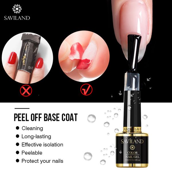 

saviland base coat peel off manicure gel varnish simply peel off liquid tape for uv nail gel polish nail art, Red;pink