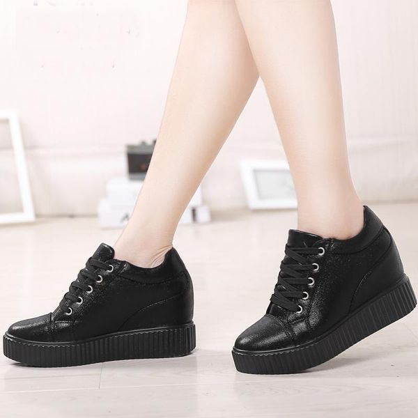 

new height increase wedge woman comfortable breathable shoes, Black;white