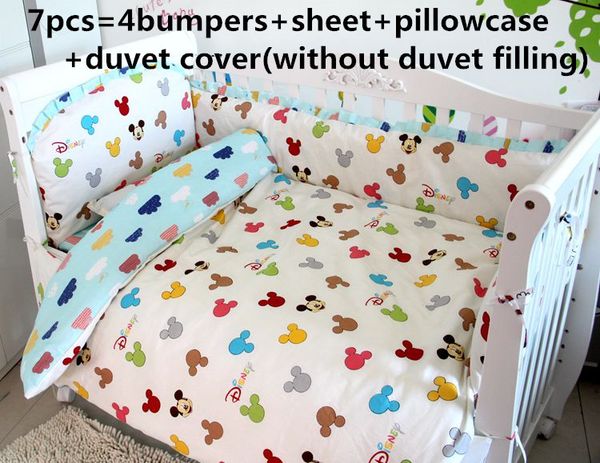 

promotion 6/7pcs cartoon baby bedding set cartoon newborn crib bedding,duvet cover,120*60/120*70cm