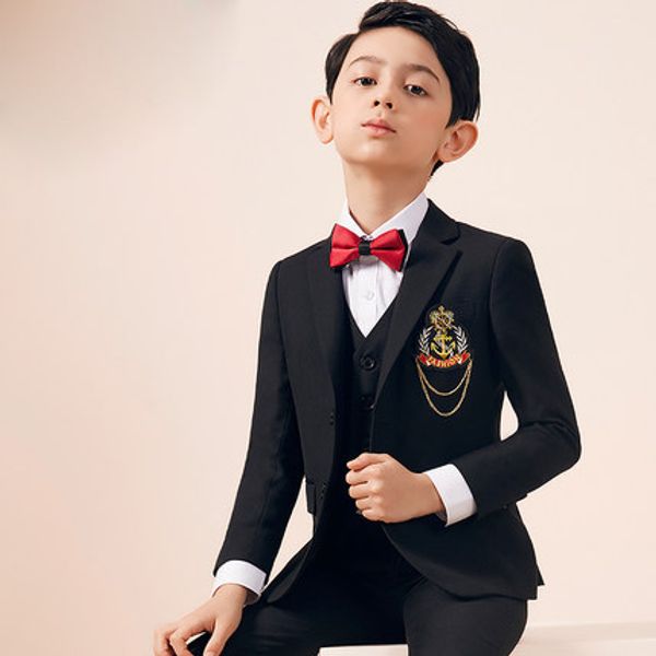 

solid suit for boys 3/5/6pcs formal school wears single breasted kids blazers polyester student uniform children clothing z937, Black