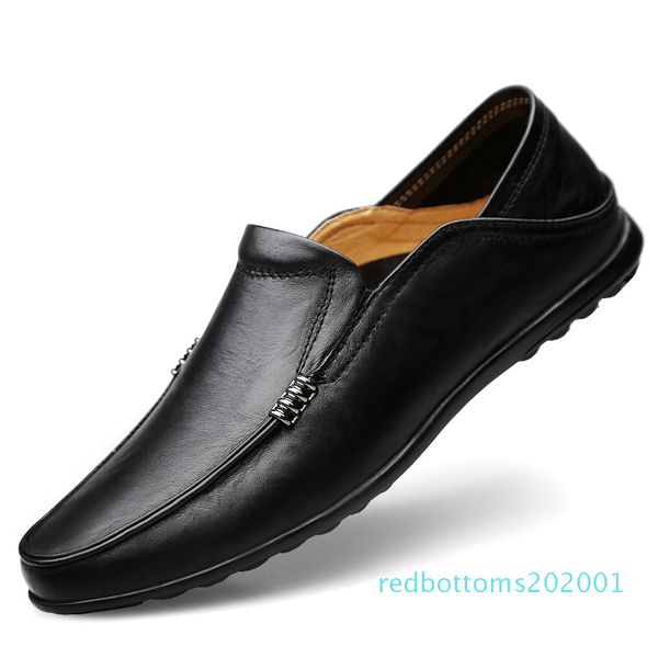 

2020 new men's peas shoes leather soft bottom soft leather hollow casual shoes lazy ar01, Black