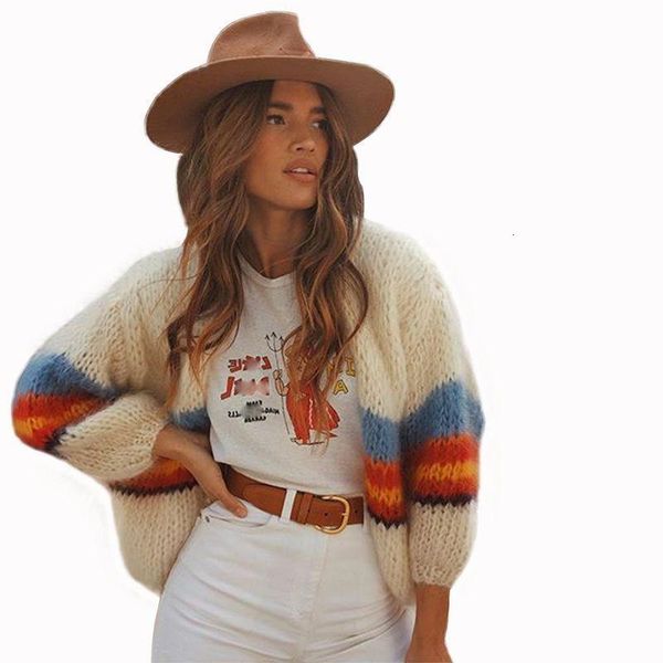 

2019 spring herf women v -neck long mouths brains vests stripped casual female loose strip short trui, White