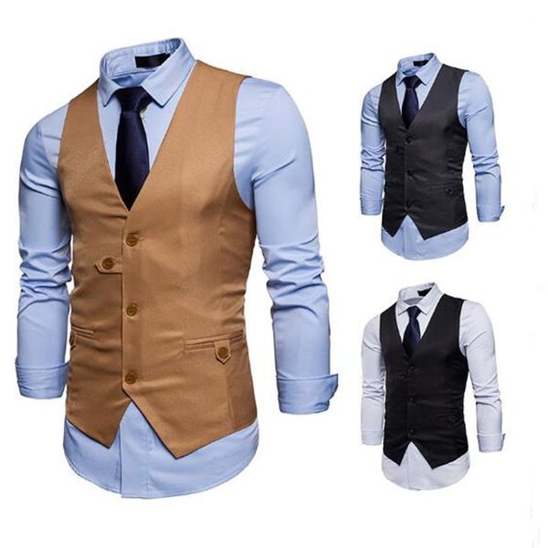 

customized new fashion slim men's color matching gentleman vest business dress casual vest, Black;white