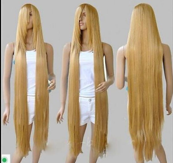 

wig 150cm long rapunzel tangled light golden blonde straight cosplay hair wigs 76, Black;brown