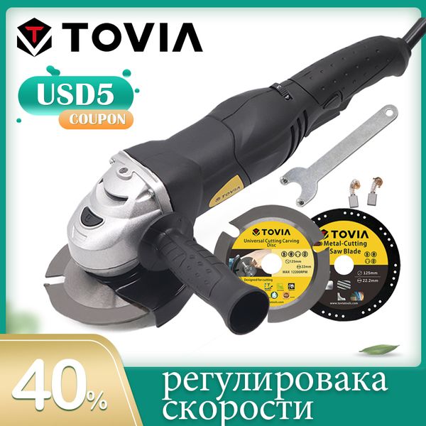 

tovia 950w electric angle grinder 125mm variable speed grinding machine cut wood metal stone m14 grinder 220v