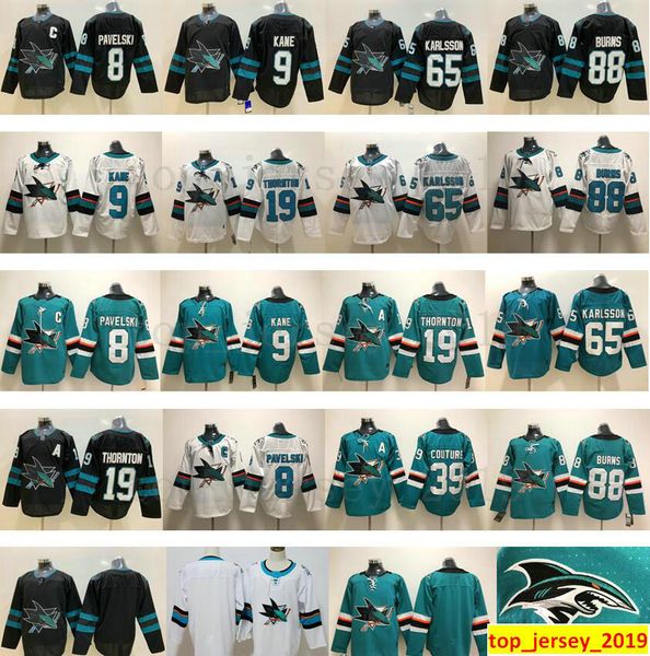 

san jose sharks jersey hockey 8 joe pavelski 65 erik karlsson 19 joe thornton logan couture 88 brent burns 9 evander kane jerseys, Black;red