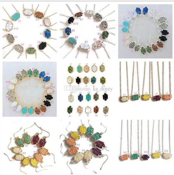 

Мода Kendra Druzy Drusy Ожерелье Серьги Скотта Серебро Позолота Медь Искусственный Натур