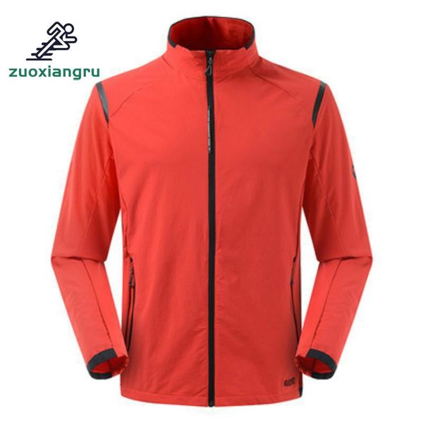 

zuoxiangru spring autumn men hiking jacket waterproof windbreakers skin coats camouflage outdoor sport clothing, Blue;black