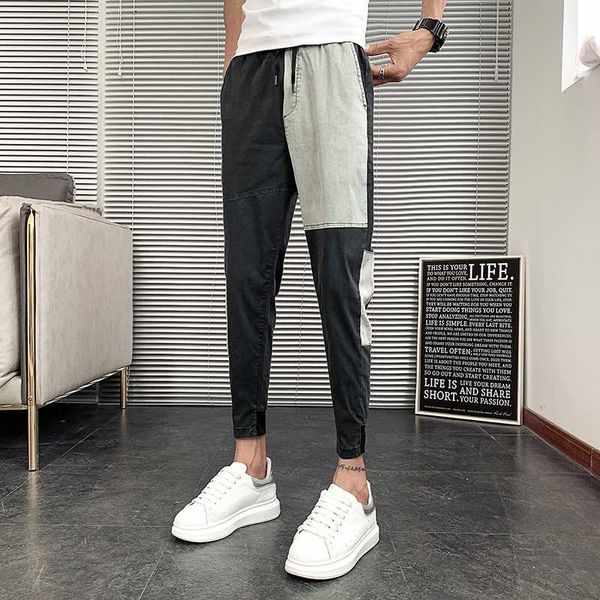 

pantalones de hombre 2020 men's tooling jeans ankle-length pants thin big pocket fashion brand mens joggers pants pantalon homme, Black