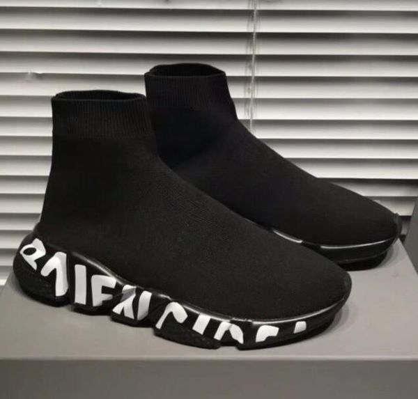 

casual shoes men woman slip-on elastic cloth speed trainer sock runner man shoes outdoors casual shoes flat fashion socks boots o7, Black