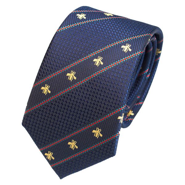 

new fashion designer navy blue black new diagonal stripes personality embroidery color matching bee pattern wild tie men's formal busin, Blue;purple