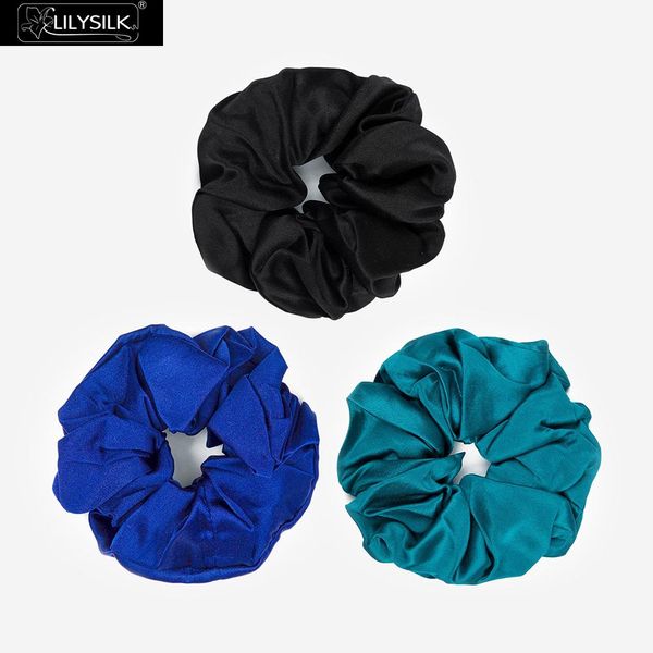

lilysilk scrunchies 3 pack charmeuse hair 100 pure silk head rope rubber band accessories soft care luxurious ing