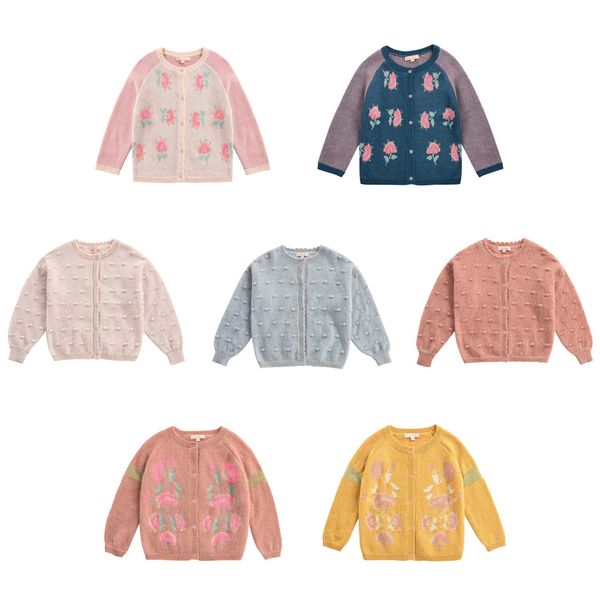 

pre-sale lm 2019 christmas sweaters for kids girls floral embroidered sweater baby girl cardigan toddler girls winter clothes, Blue
