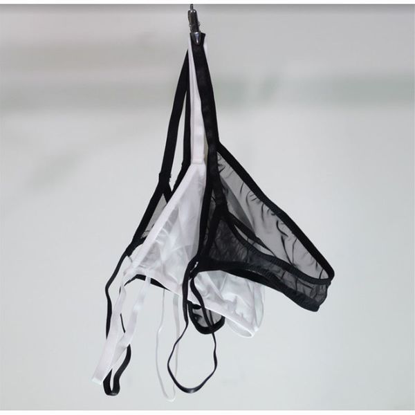 

women's panties underwear transparent net yarn mini ultra low waist super thin thong sheer gauze mesh briefs charming see-through thong, Black;pink