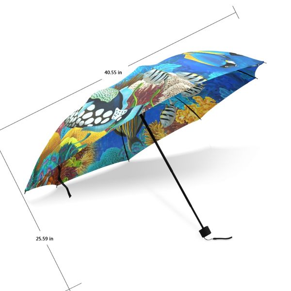 

the underwater world custom portable umbrella folding travel designer rain and sun non-automatic sea child umbrellas brand