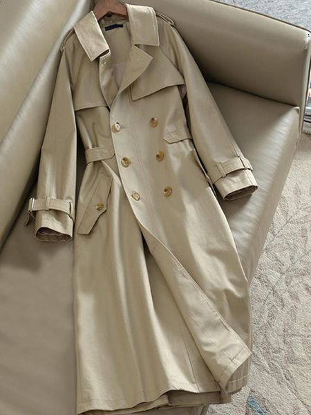 

2019 autumn new women's casual trench coat oversize double breasted vintage washed outwear loose clothing office lady long, Tan;black