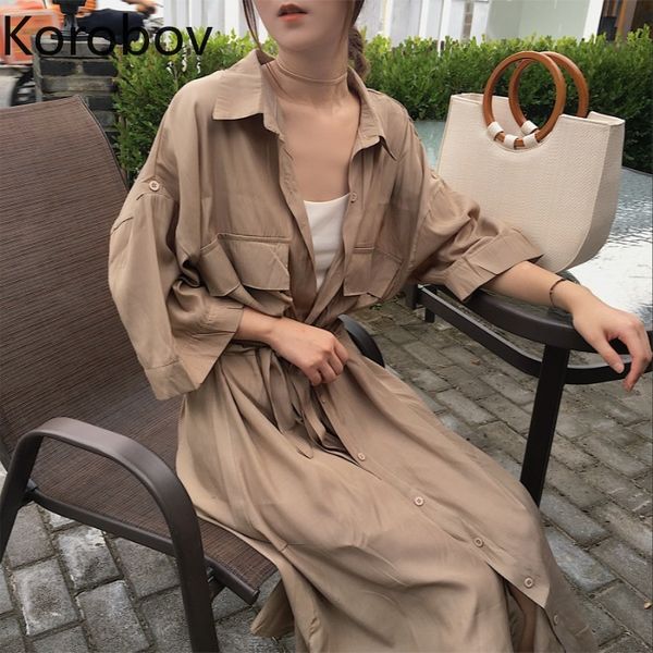 

korobov 2019 new fashion long sleeve casual summer coats lacing slim long pockets outwear single breasted thin trench coat 77607, Tan;black