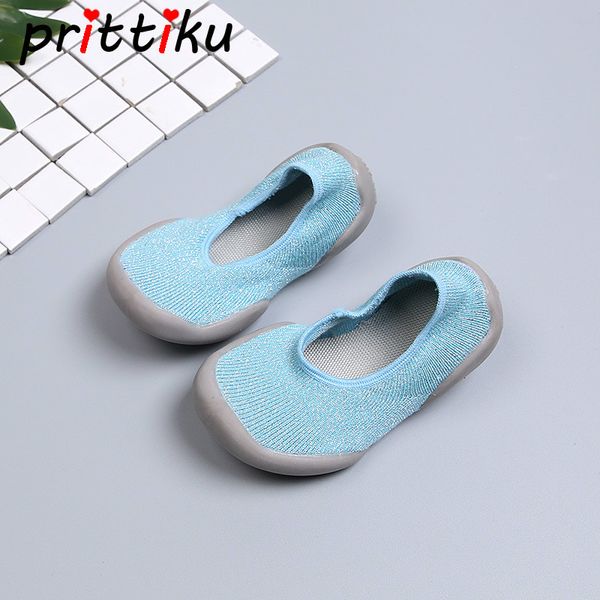 

children indoor home casual slippers baby toddler boy socks little girl house sneakers kid barefoot elastic fabric knitted shoes, Black;grey