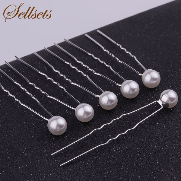 

sellsets 200pcs/lot 8mm / 10mm white and ivory imitation pearl hair pins wedding jewelry bridesmaid bridal hair accessories, Golden;white