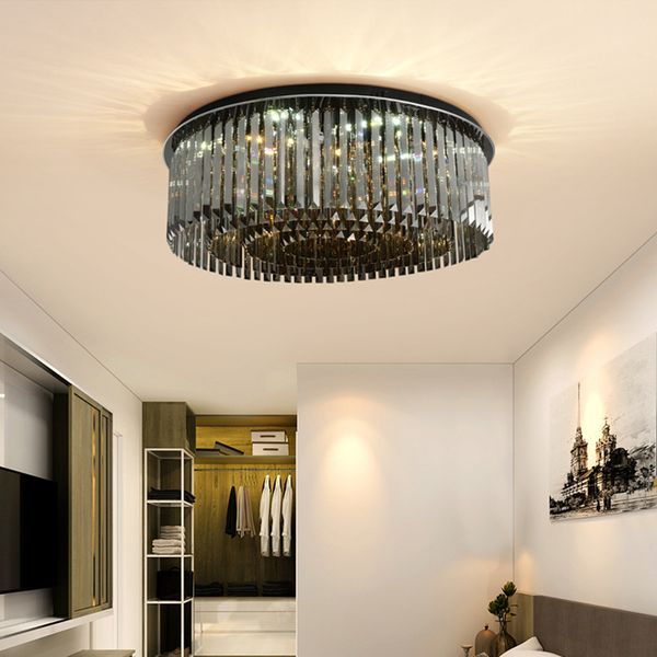 

Новый дизайн современная круглая хрустальная люстра потолочные светильники дымчатые хрустальные люстры освещение светодиодные потолочные светильники для гостиной спальни