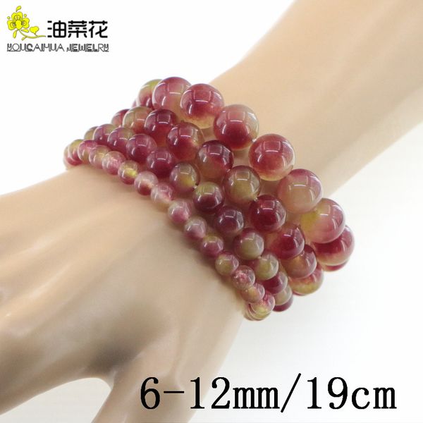 

charm natural stone 6-12mm round loose beads bracelet tourmalines jades gems woman man yoga accessories christmas wedding gift wholesale19cm, Black