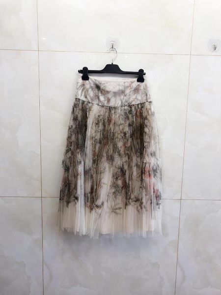 

2020 new fashion women skirts 100% silk floral print female skrit 0420, Black