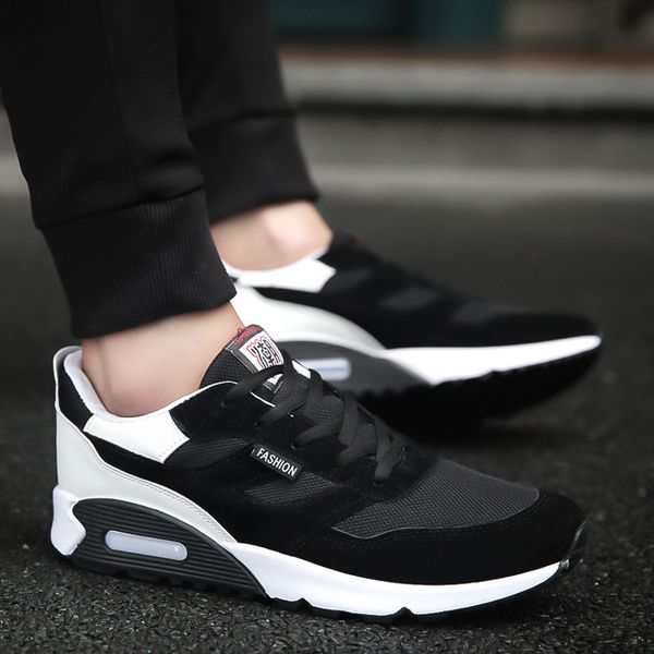 

2018 autumn male flats ultra-light men's casual shoes air mesh breathable man vulcanize shoes athletic fashion sneakers plus 44, Black