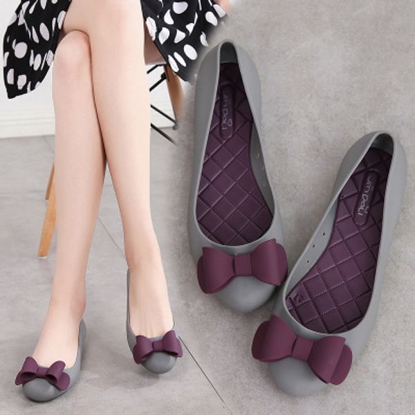 

лето 2020 новый раунд головы желе обувь дамы большого размера плоские туфли, Black