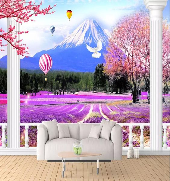 3d Landscape Painting Romantic Lavender Mural Tv Sofa Wall Wallpaper Bedroom Living Room Wall Covering Purple Wallpaper Computer Wallpaper Hd Computer