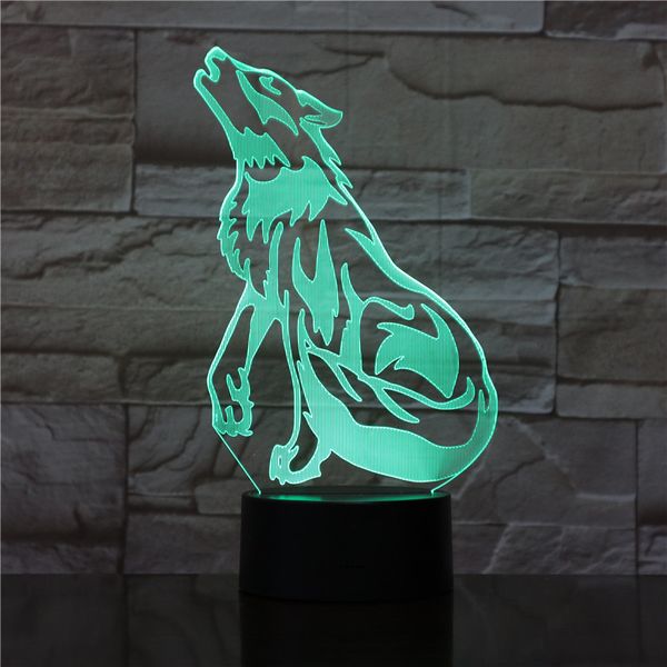 

wholesale wolf animal desgin illusion 3d led lamp 7 colors changing usb touch desk lamp kid's birthday gift dropship