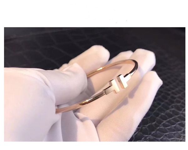 

2019 new Famous Tiffany925 bracelet, double T-shaped women's and men's open diamond ring, Bracelet ring, birthday gift