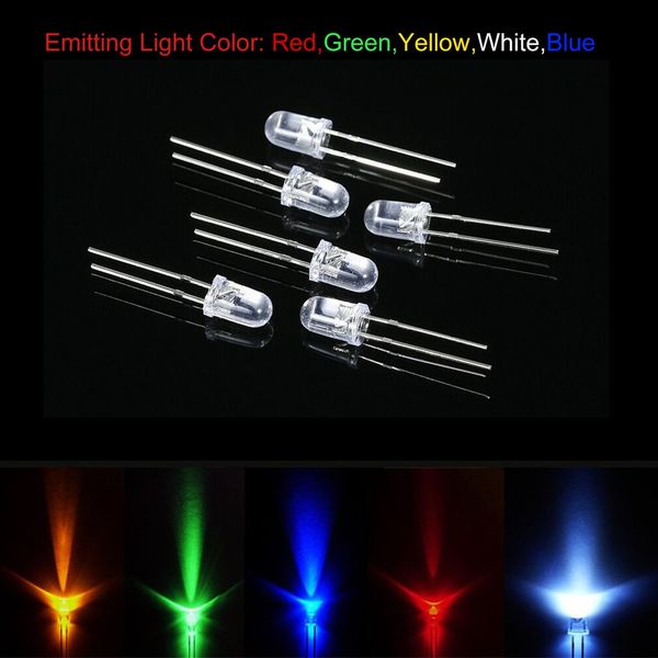

1000pcs 5mm light diode diy kit round light water clear 20ma led emitting diodes lamp bulbs electronic components