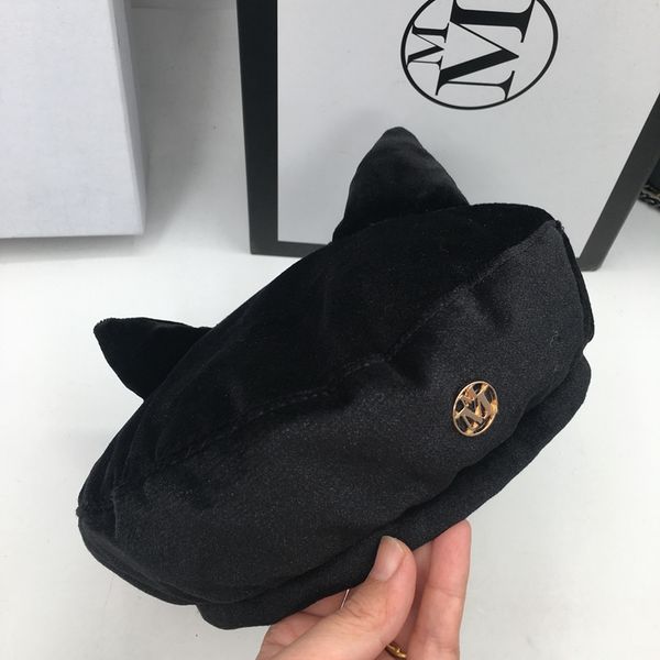 

the new velvet beret cat ear painter han edition black hat woman lovely and sweet pumpkin hat joker trend berets, Blue;gray